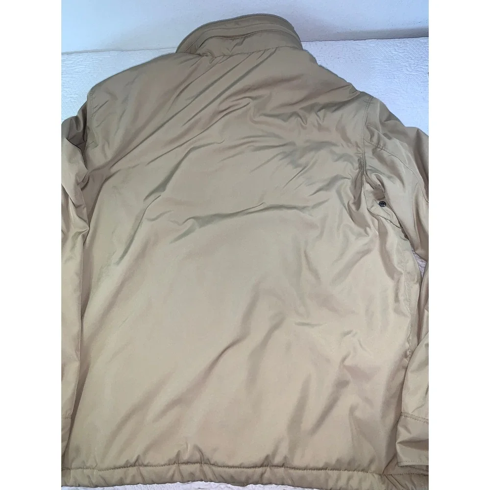 Polo Ralph Lauren Mens Tan Windbreaker Jacket Stowaway Hood Fleece Lined Large
